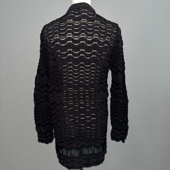 MISSONI BLACK ZIG ZAG PATTERN MESH OPEN CARDIGAN MADE IN ITALY EUC IT48 = US 12 - Picture 5 of 15